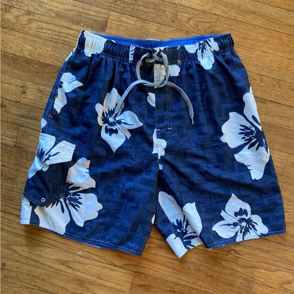 Sonoma Other - Mens Sonoma Blue and White Floral Swim Trunks - Large Swimsuit Board Shorts